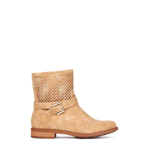 Just Fab Telia Ankle Faux Tan Suede Mesh Heel Buckle Boot Booties Size: 8 - Picture 9 of 12